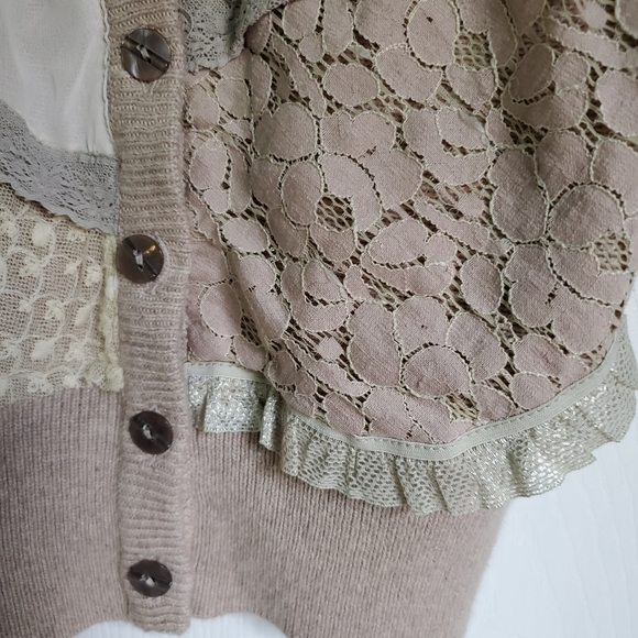 Taupe Cream Mixed Media Sweater Cardigan from Buckle Small NWOT - Picture 7 of 15
